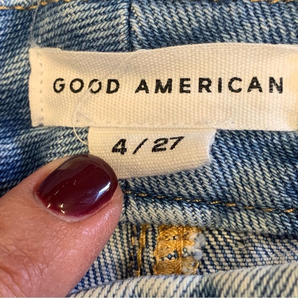 Good American Good Waist Cropped Skinny Jeans Raw Hem Size 4 - Picture 5 of 9